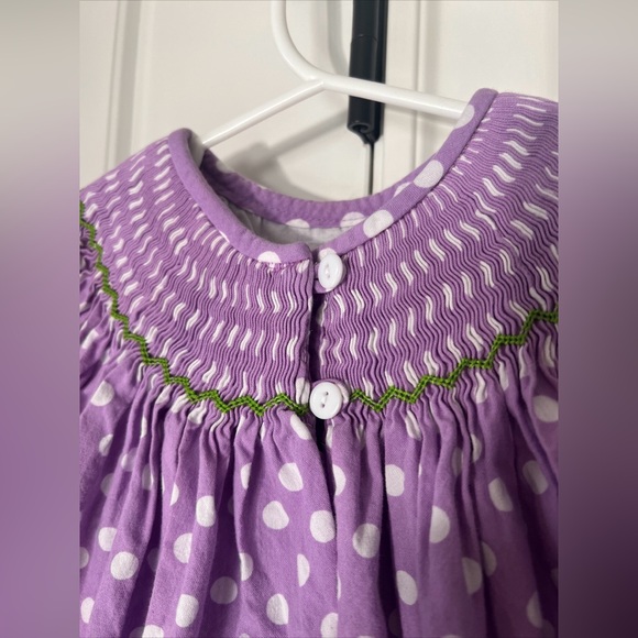 Purple Pumpkin Smocked Or Not Bishop Dress Baby Girls 12 Months Thanksgiving - Picture 3 of 6